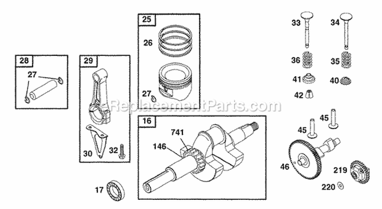 Piston Grp Crank Cam Diagram and Parts List for 176452-0049-01  Briggs and Stratton Engine